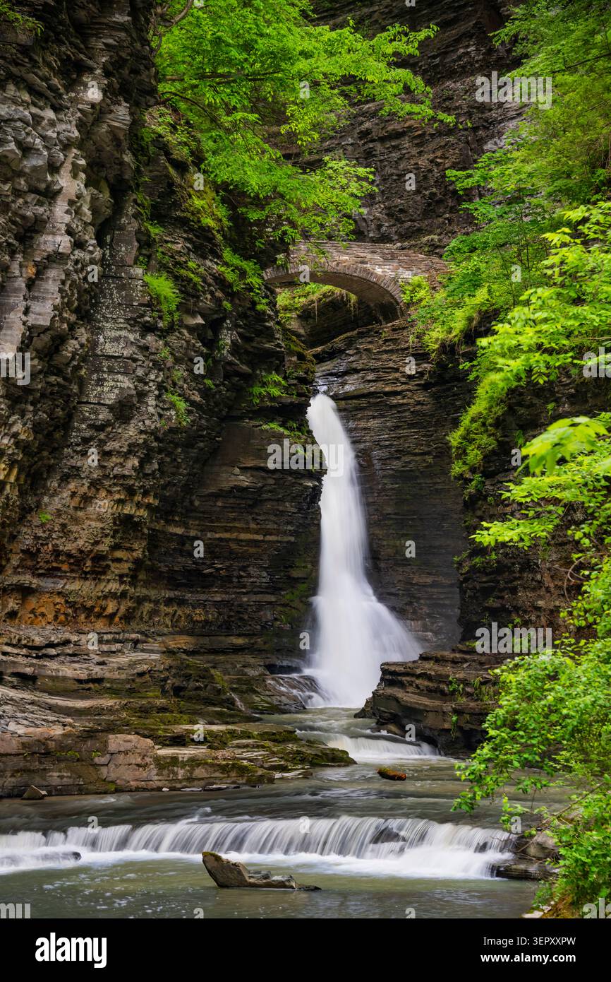Central Cascade im Watkins Glen State Park, New York State, USA Stockfoto