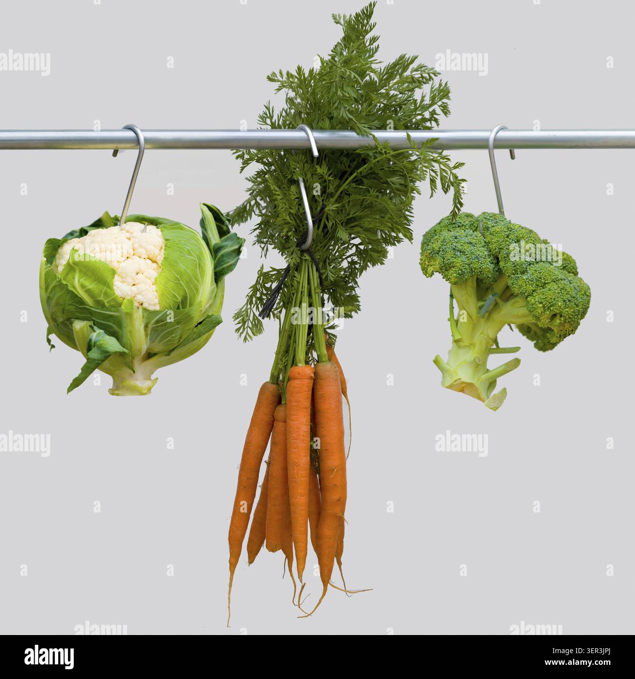 Gemüse statt Fleisch, Blumenkohl, Karotten, Bokkoli Stockfoto