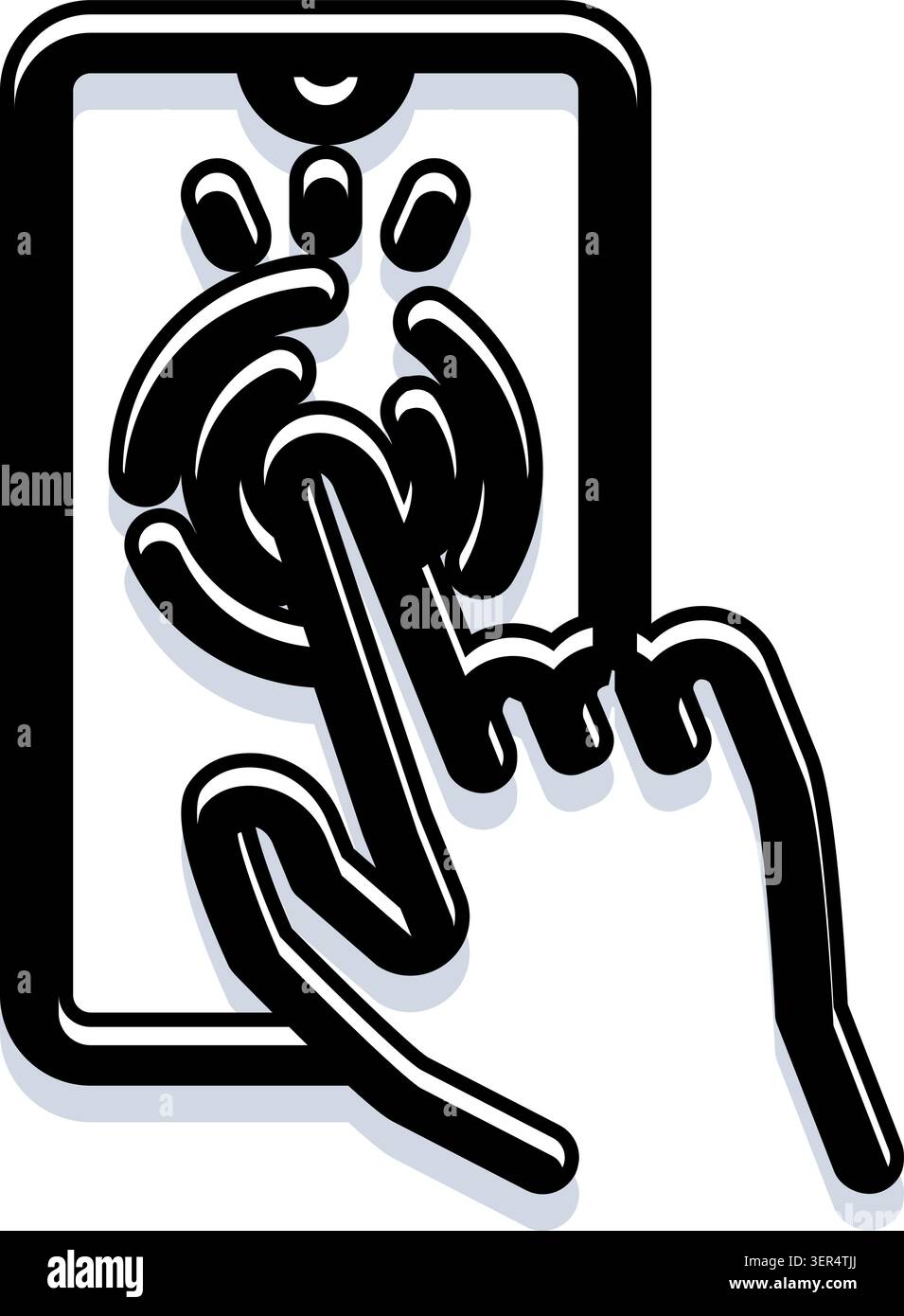 Mobiles Gerät, das einen Fingerabdruck-Scan anzeigt, während ein Finger den Bildschirm berührt, um die Identität zu bestätigen und sicher auf Anwendungen und Daten auf dem sm zuzugreifen Stock Vektor
