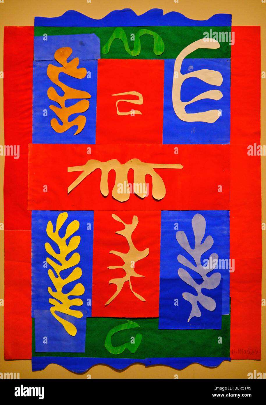 Frankreich, Paris (75), Privatsammlung, Komposition mit Rotem Kreuz, Henri Matisse, Collage, 1947 Stockfoto