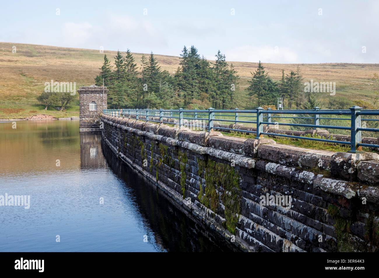 Der Damm, Grwyne Fawr Reservoir Stockfoto