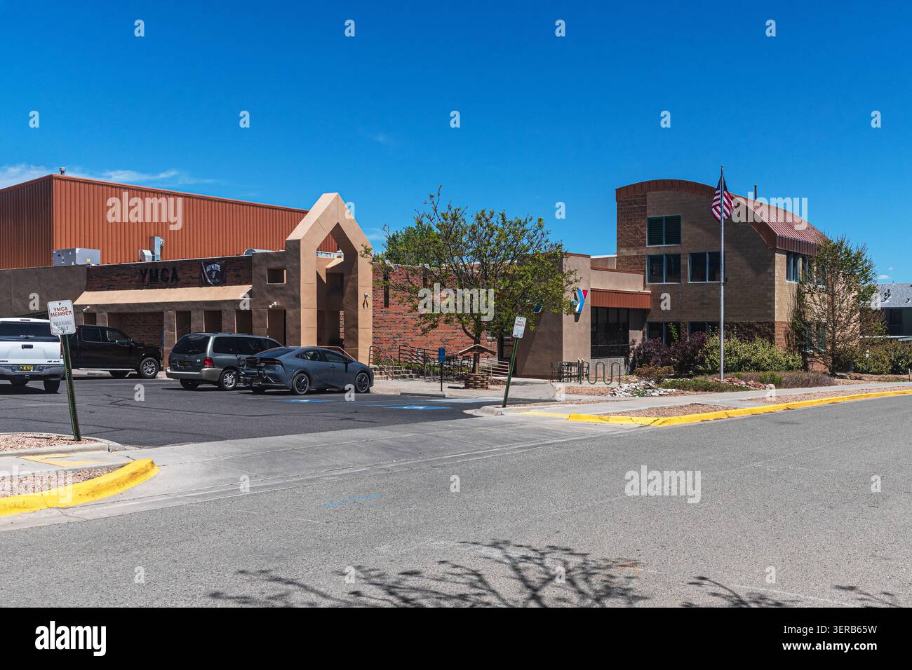 Geschäftsgebäude. Los Alamos, New Mexico, USA Stockfoto