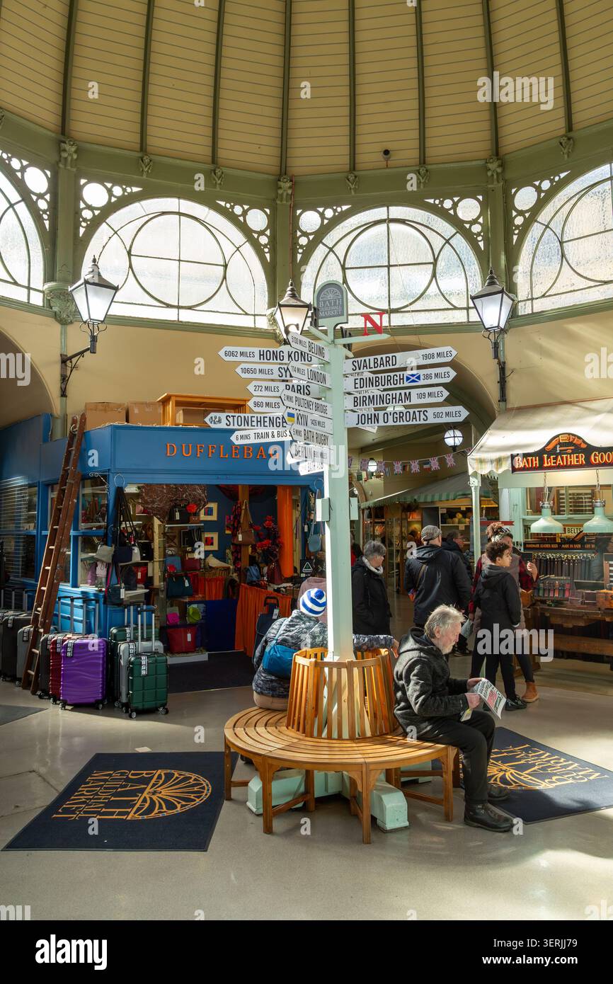 Bath Guildhall Indoor Market, der älteste Einkaufsort der Stadt, Bath, England Stockfoto