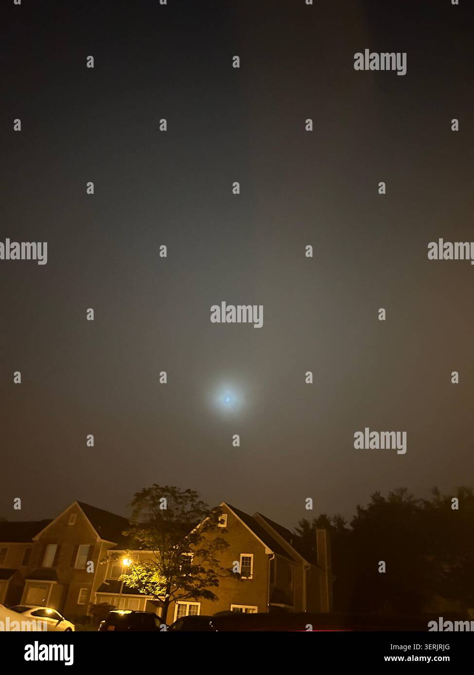 Vollmond im Nebel Stockfoto