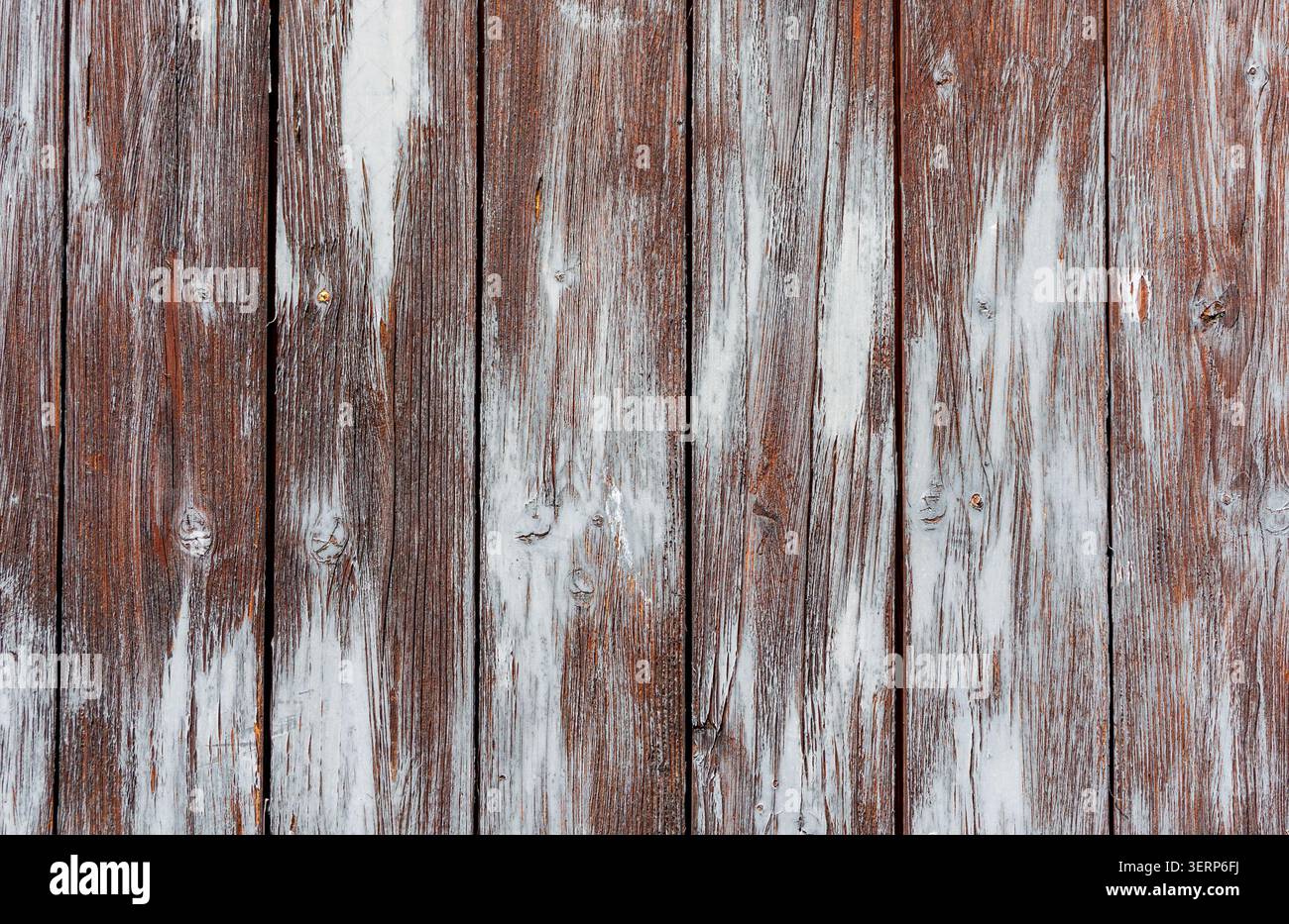 Alter, verwitterter hölzerner Hintergrund mit alter Farbe Stockfoto