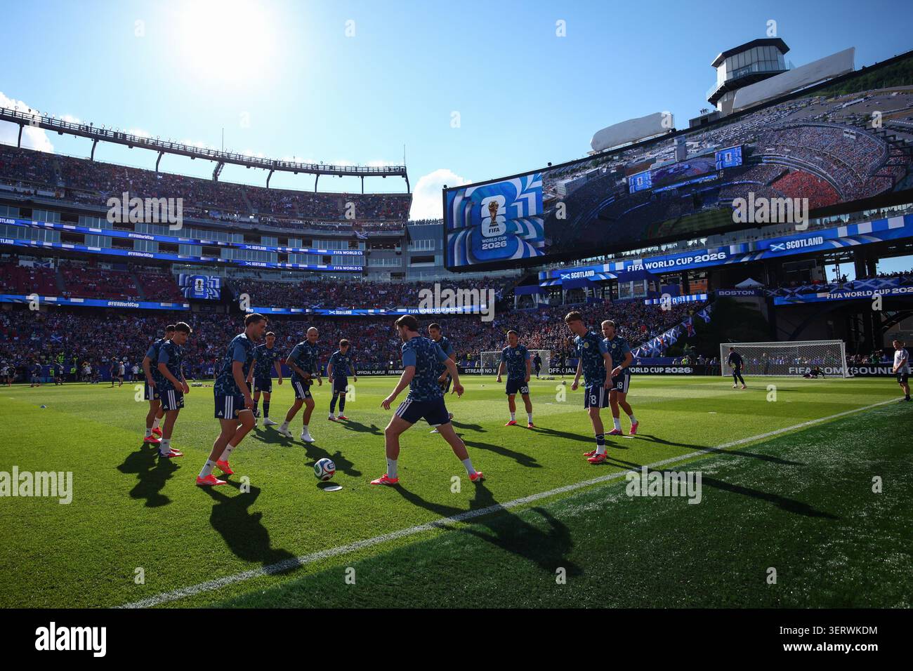 BOSTON, USA - 19. Juni 2026: Schottland während des Vorbereitungsspiels vor dem Spiel der FIFA Fussball-Weltmeisterschaft 2026 Gruppe C zwischen Schottland und Marokko im Boston Stadium (Quelle: Craig Mercer/Alamy Live News) Stockfoto