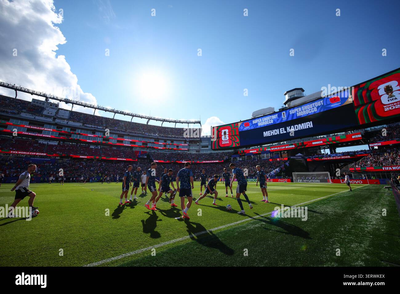 BOSTON, USA - 19. Juni 2026: Schottland während des Vorbereitungsspiels vor dem Spiel der FIFA Fussball-Weltmeisterschaft 2026 Gruppe C zwischen Schottland und Marokko im Boston Stadium (Quelle: Craig Mercer/Alamy Live News) Stockfoto