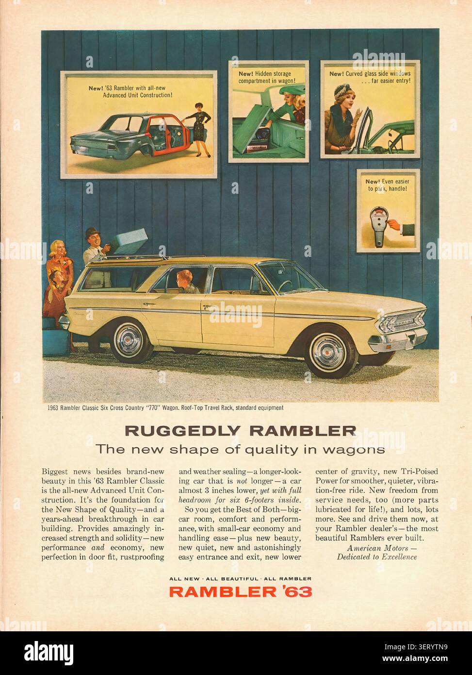 1963 American Motors Rambler Classic Wagon-Werbung Newsweek 19. November 1962 - Vintage US-Presse-Werbung Stockfoto