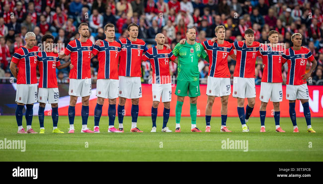 Oslo, Norwegen, 1. Juni 2026, norwegische Nationalmannschaft beim Aufwärmspiel Norwegen gegen Schweden im Ulleval-Stadion, Anne-Marie Forker Stockfoto