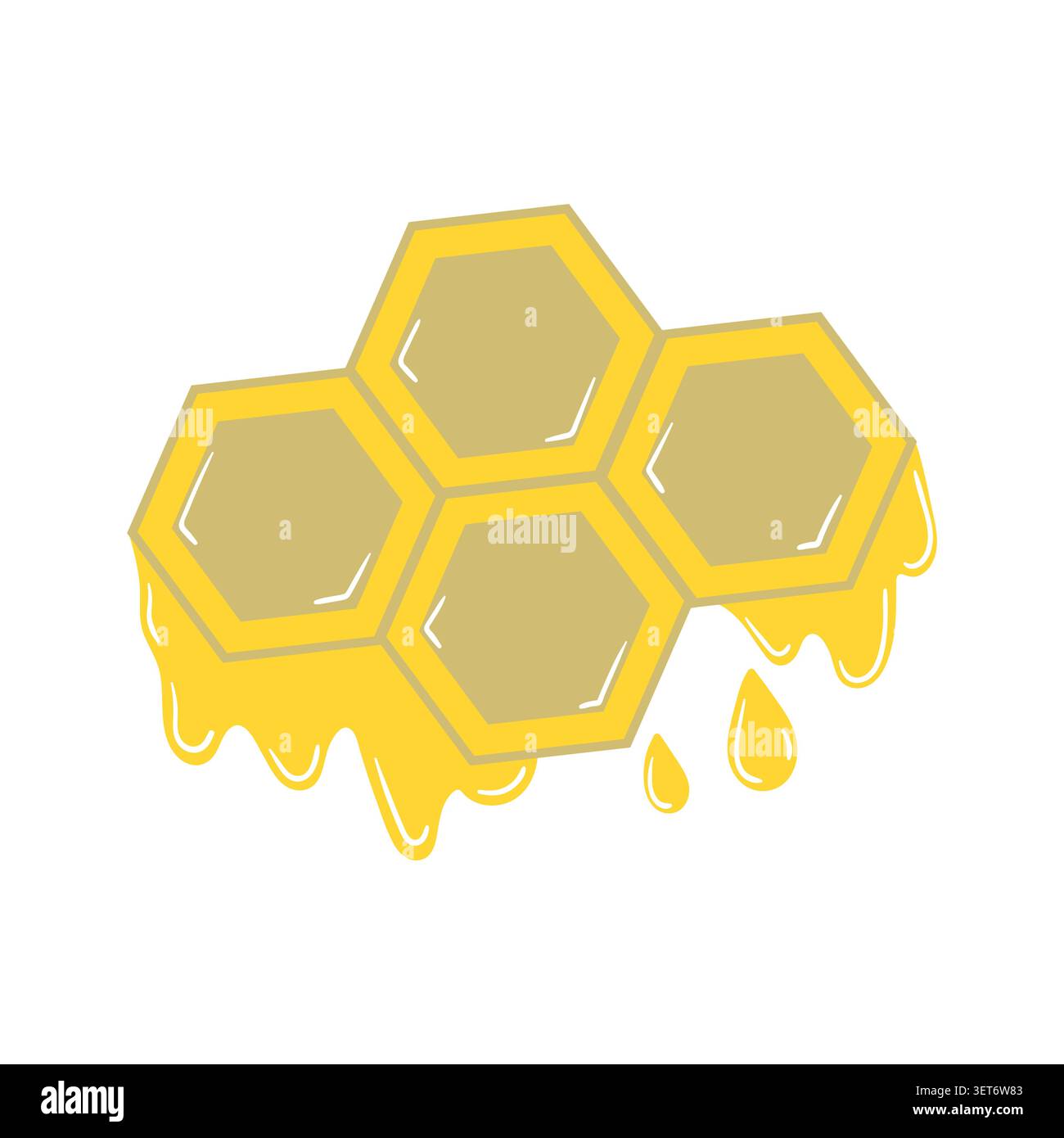 Süße Wabenillustration mit tropfendem goldenem Honig in einem niedlichen flachen Vektor-Stil. Perfekt für natürliche Lebensmittel Themen, gesunde Ernährung Konzepte und bri Stock Vektor