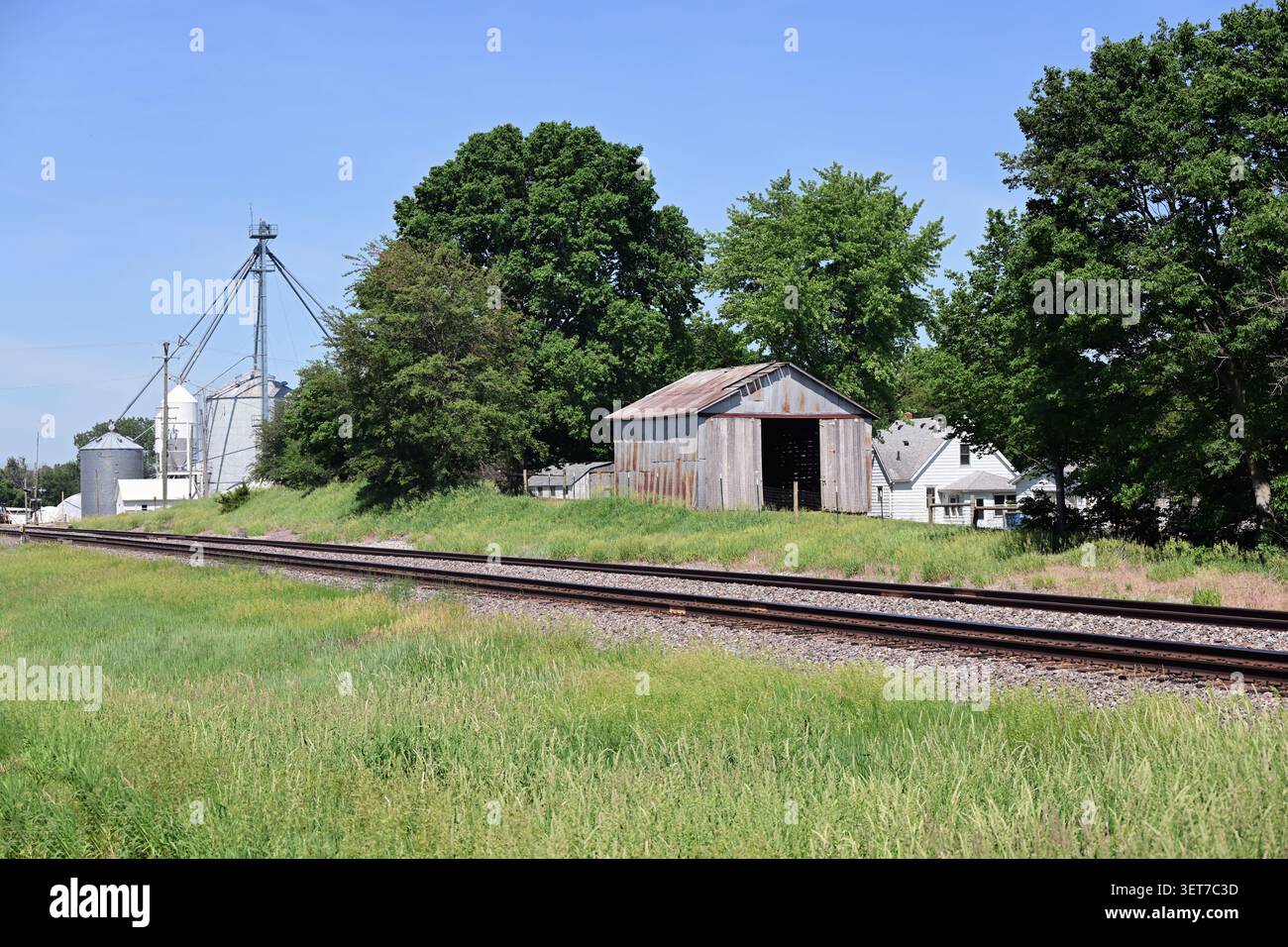 Agnew, Illinois, USA. Eine kleine landwirtschaftliche Gemeinde im Nordwesten von Illinois, die ursprünglich durch die westliche Expansion der Eisenbahn entstanden ist. Stockfoto