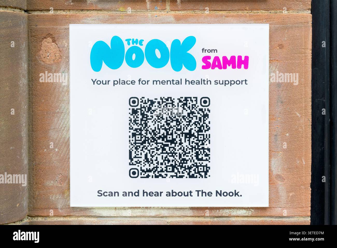 SAMH Scottish Action for Mental Health and the Nook Sign, Wilson Street, Glasgow, Schottland, Großbritannien Stockfoto