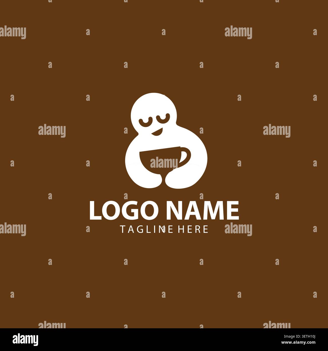 Kreatives Logo für Kaffee- oder Teetassen und Hände. Café- oder Restaurant-Symbol Stock Vektor