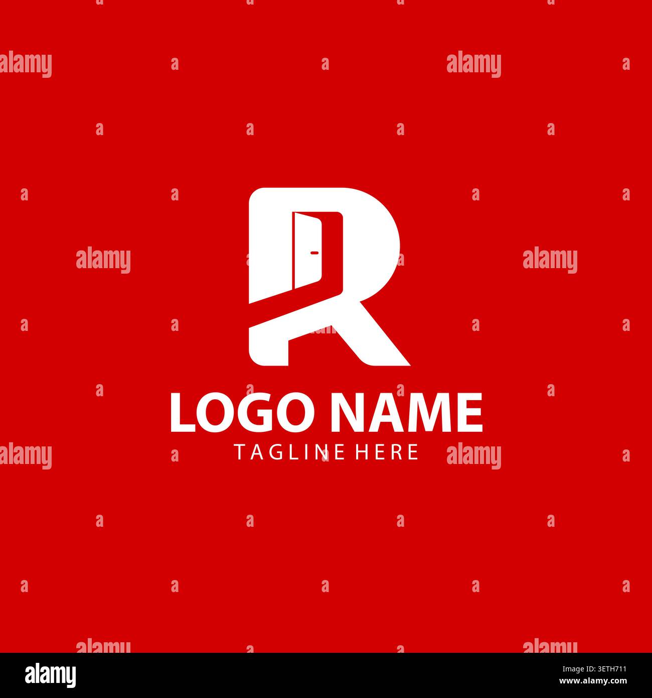 Buchstabe R mit Tür Logo Design Vektor Illustration Vorlage Stock Vektor