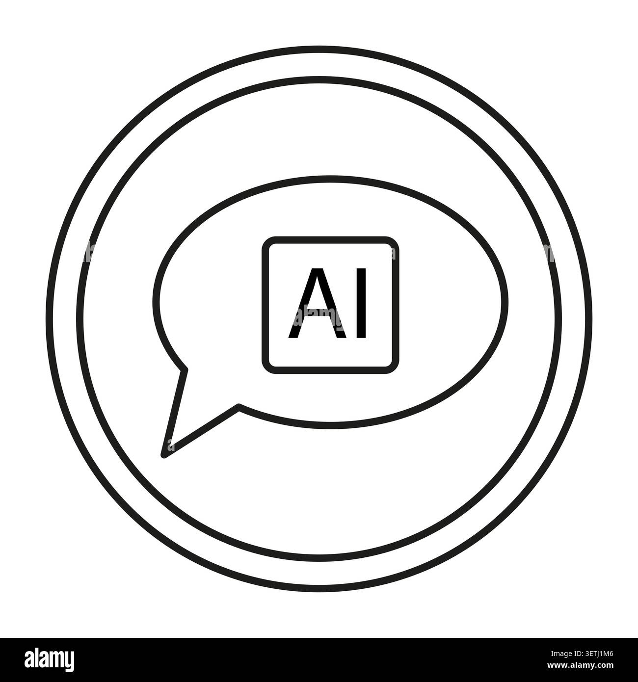 Das AI-Chat-Symbol zeigt eine Sprechblase für die Technologiekommunikation an. Vektorlinienkunst für das Assistenzkonzept künstlicher Intelligenz. Vektor-EPS 10. Stock Vektor