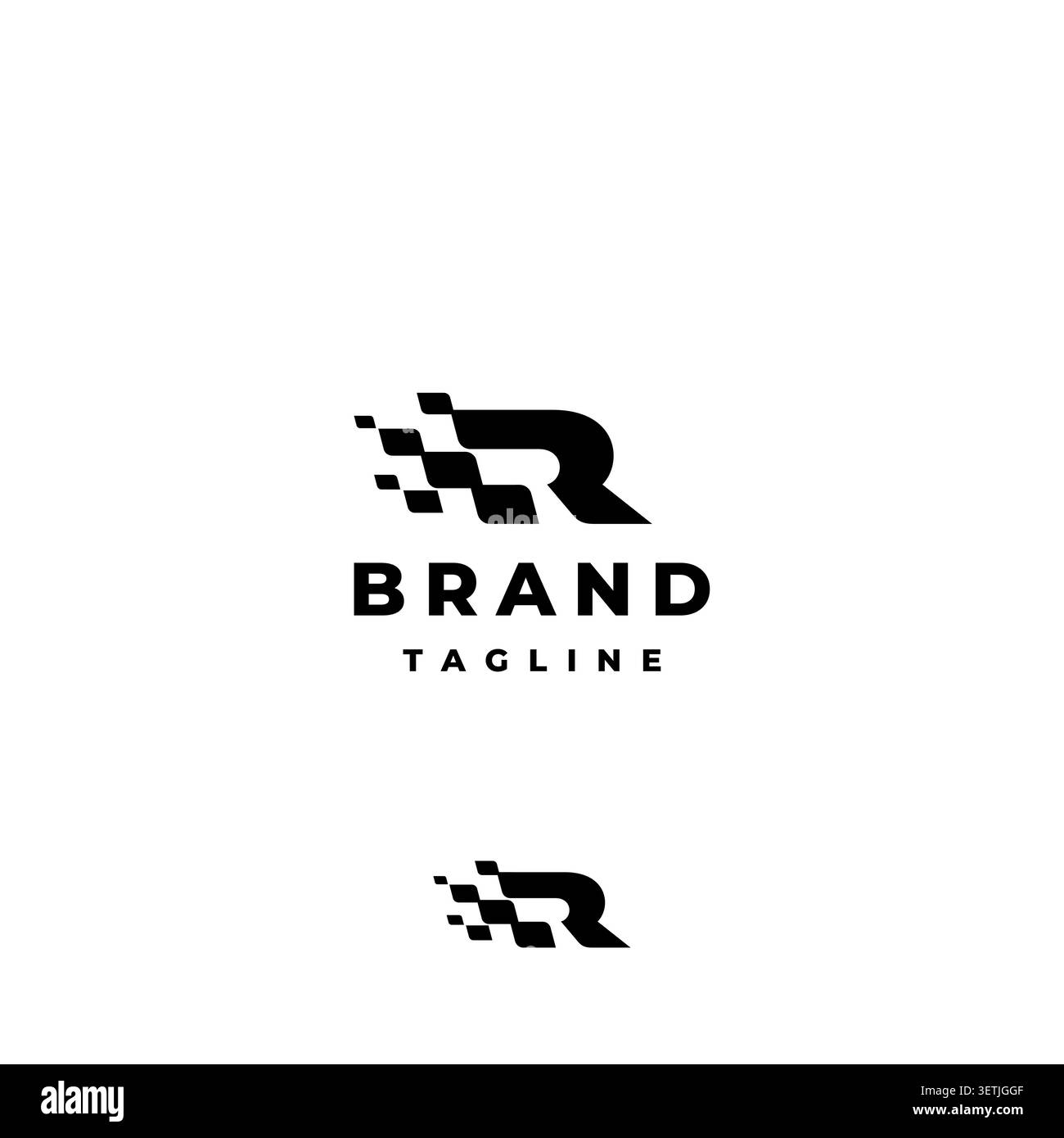 Buchstabe R mit Logo mit Logo-Akzent für Racing Flag. Logo-Design der Rennflagge mit dem ersten R-Buchstaben. Stock Vektor