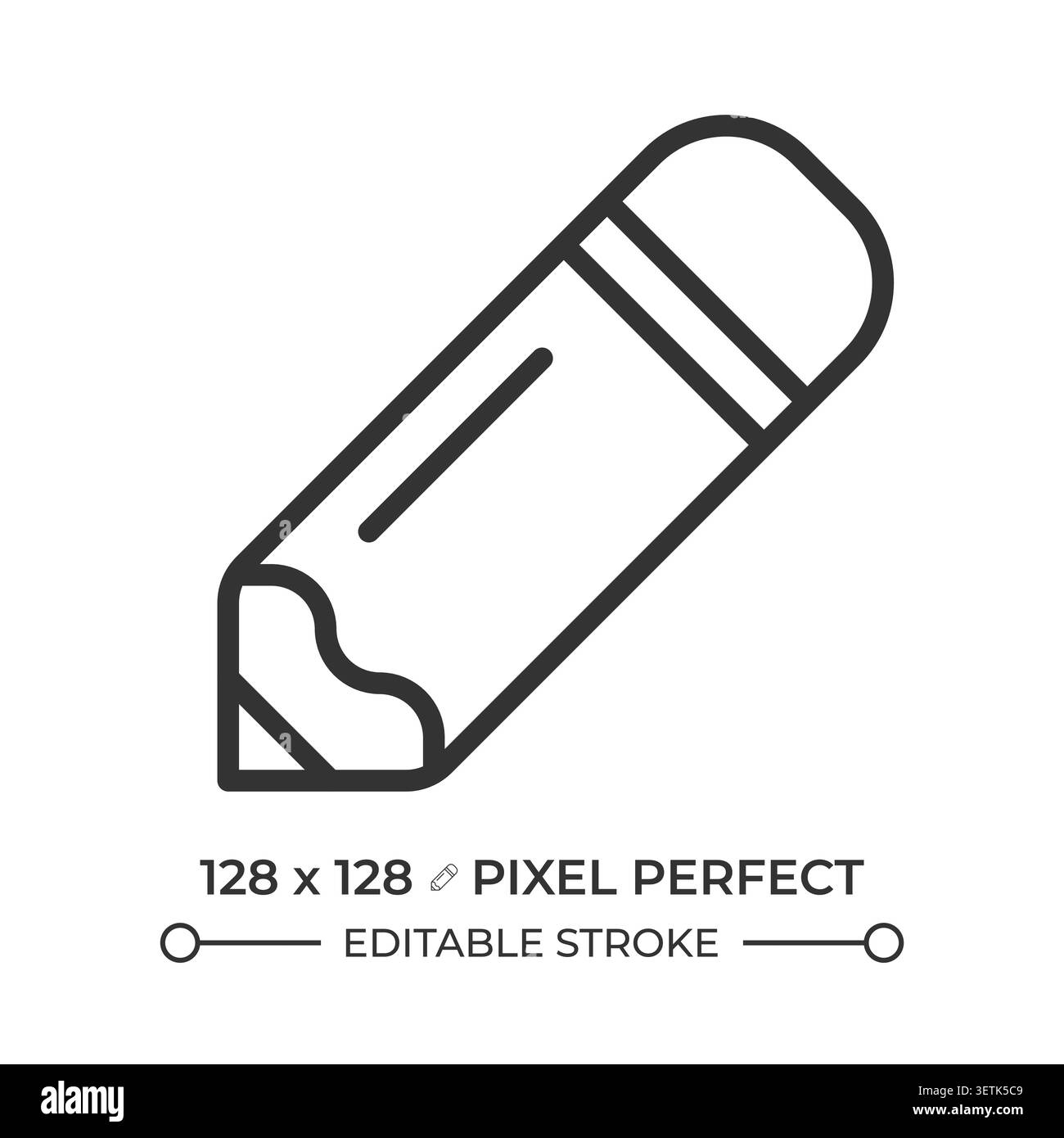 Bleistift-Symbol für perfekte Pixel-Linie Stock Vektor