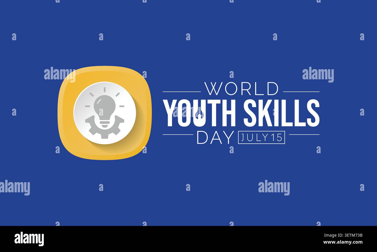 Der World Youth Skills Day (WYSD) findet jedes Jahr am 15. Juli statt und zielt darauf ab, die strategische Bedeutung der Ausstattung junger Menschen mit Fertigkeiten für zu erkennen Stock Vektor