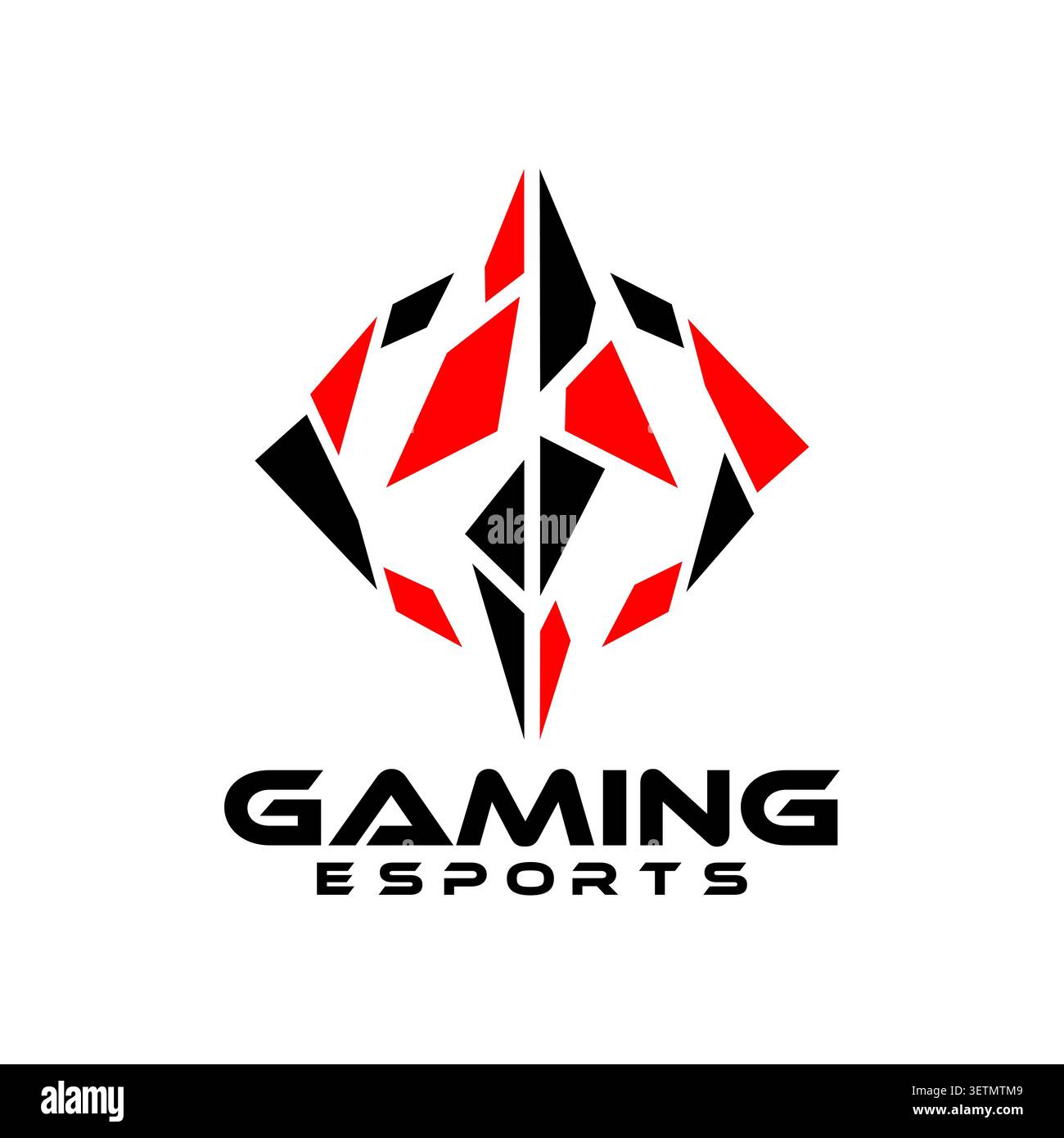 Das moderne, ineinander verwobene E-Sport-Logo mit Monogramm besticht durch auffällige geometrische Letterformen, eine nahtlose, kantige Konstruktion und einen futuristischen Wettbewerbsstil Stock Vektor