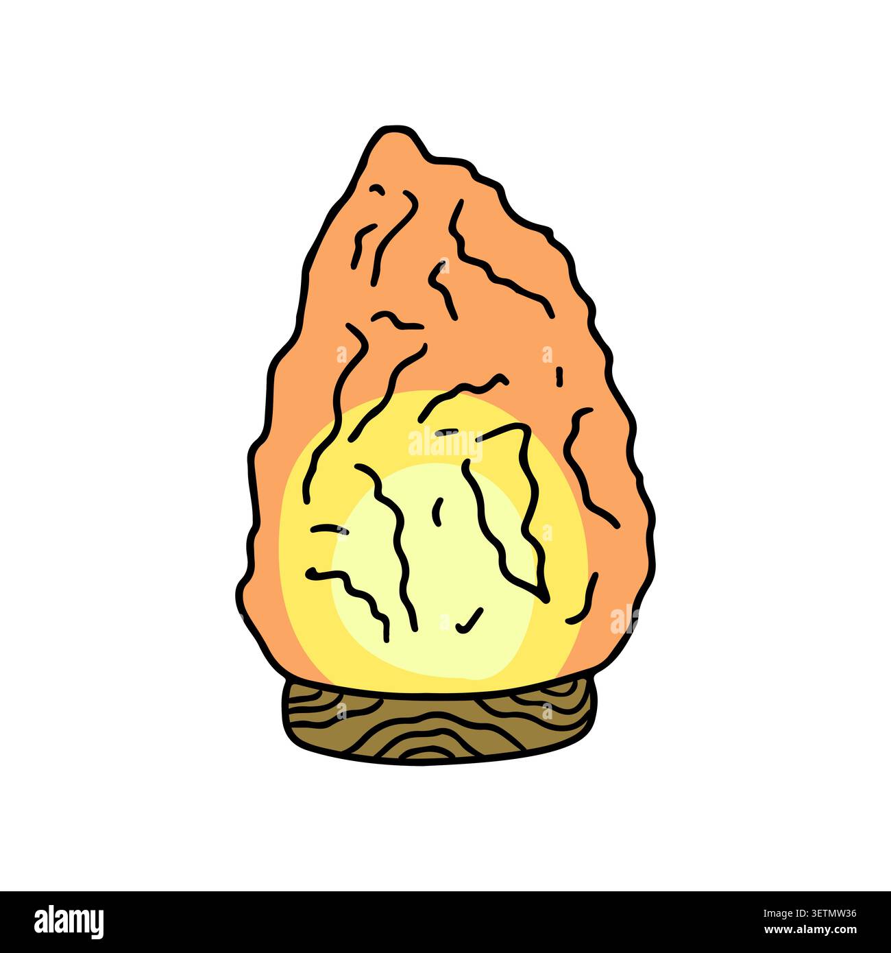 Hand gezeichnete Doodle Salz Nachtlampe Clipart Vektor Illustration. Gemütliches, einheimisches Licht, isoliert auf weiß Stock Vektor