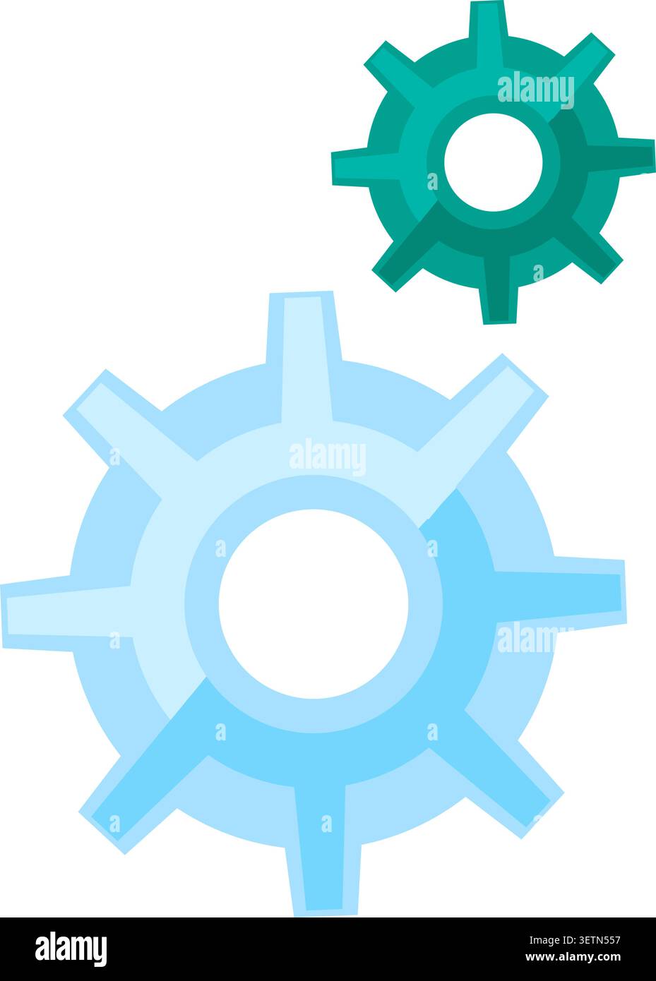 Flache Abbildung des Getriebes, die die Automatisierung der Einstellungen Konfiguration und das Systemmanagement darstellt Stock Vektor