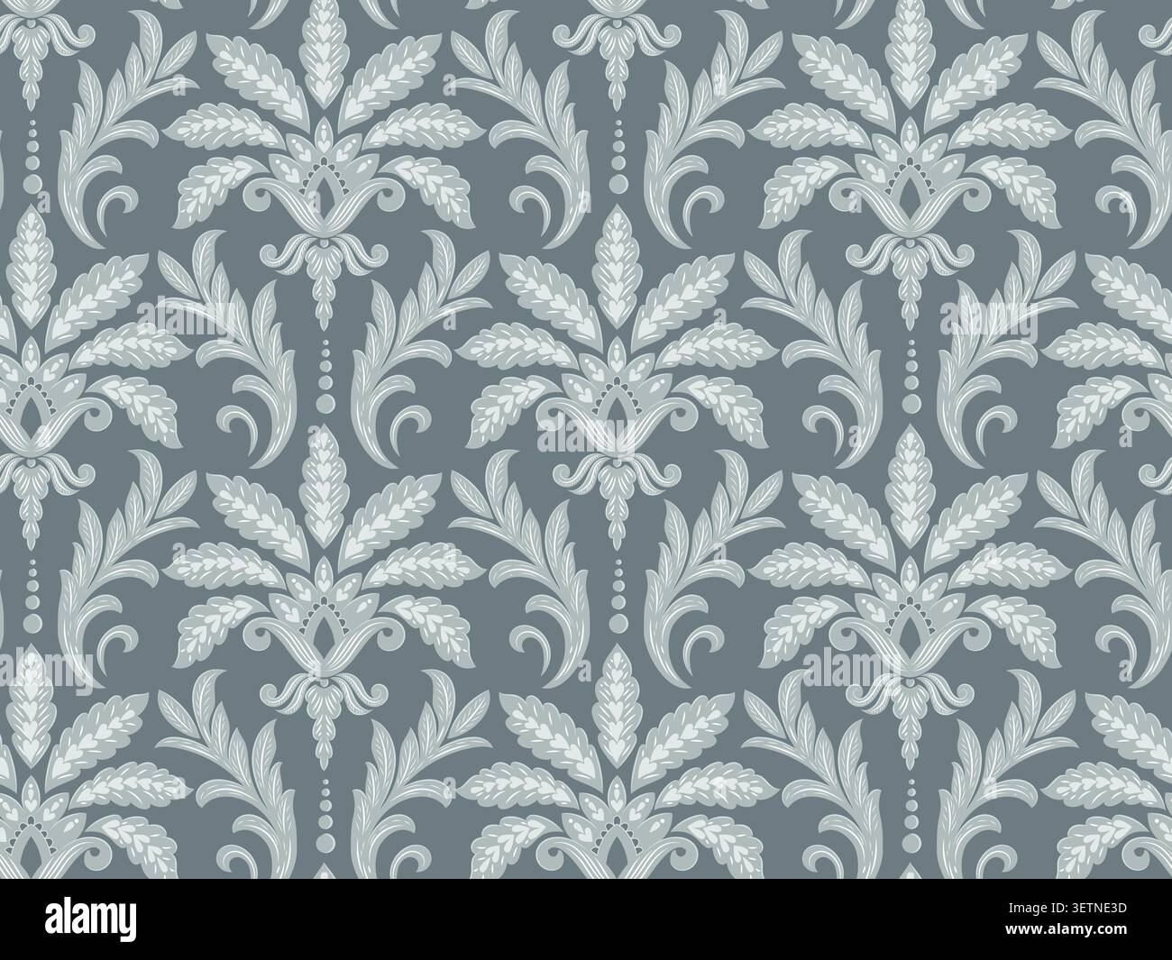 Damast modernes nahtloses Musterelement. Klassisches, altmodisches Damastschmuck im Vintage-Stil, nahtlose Textur für Tapeten, Textil Stock Vektor