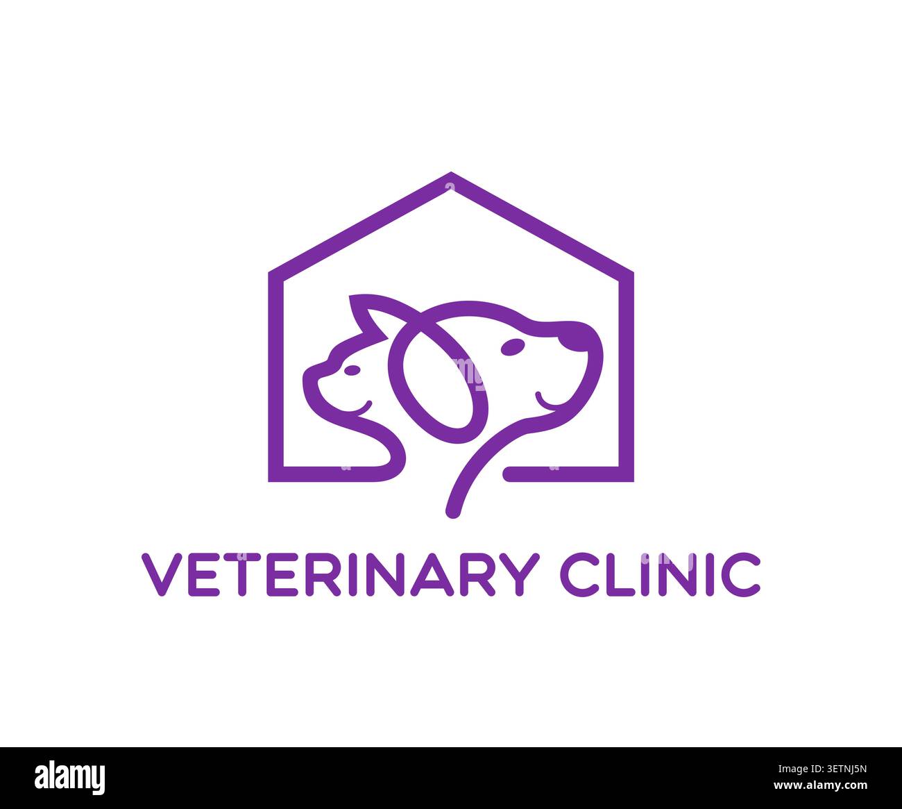 Fröhliche Hunde- und Katzentiere, Tierklinik Icon Stock Vektor
