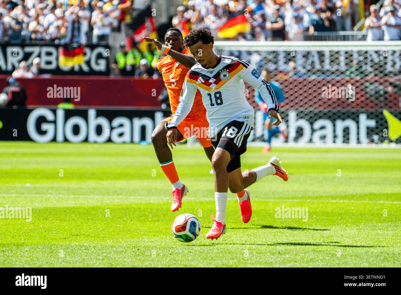 Toronto, Kanada - 20. Juni 2026: Deutscher Nathaniel Brown-Spieler bei einem Spiel der FIFA Fussball-Weltmeisterschaft 2026. Stockfoto