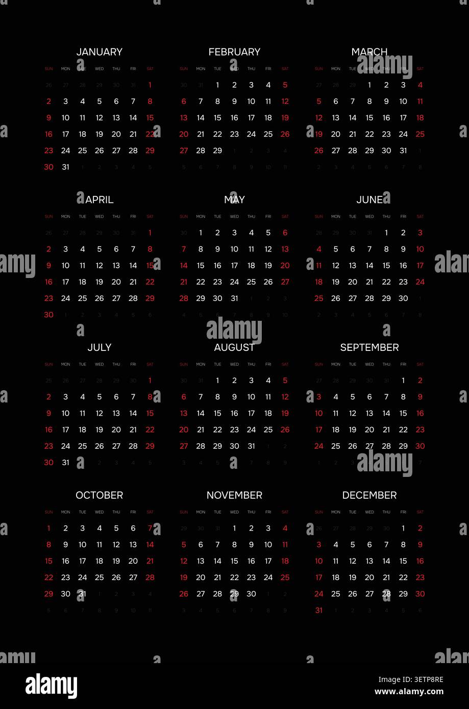 Deutsch 2028 Vertical 3x4 Grid Structured Blueprint Style Wall Calendar Corporate Studio Annual Planner (kompatibel mit 2056). Stock Vektor