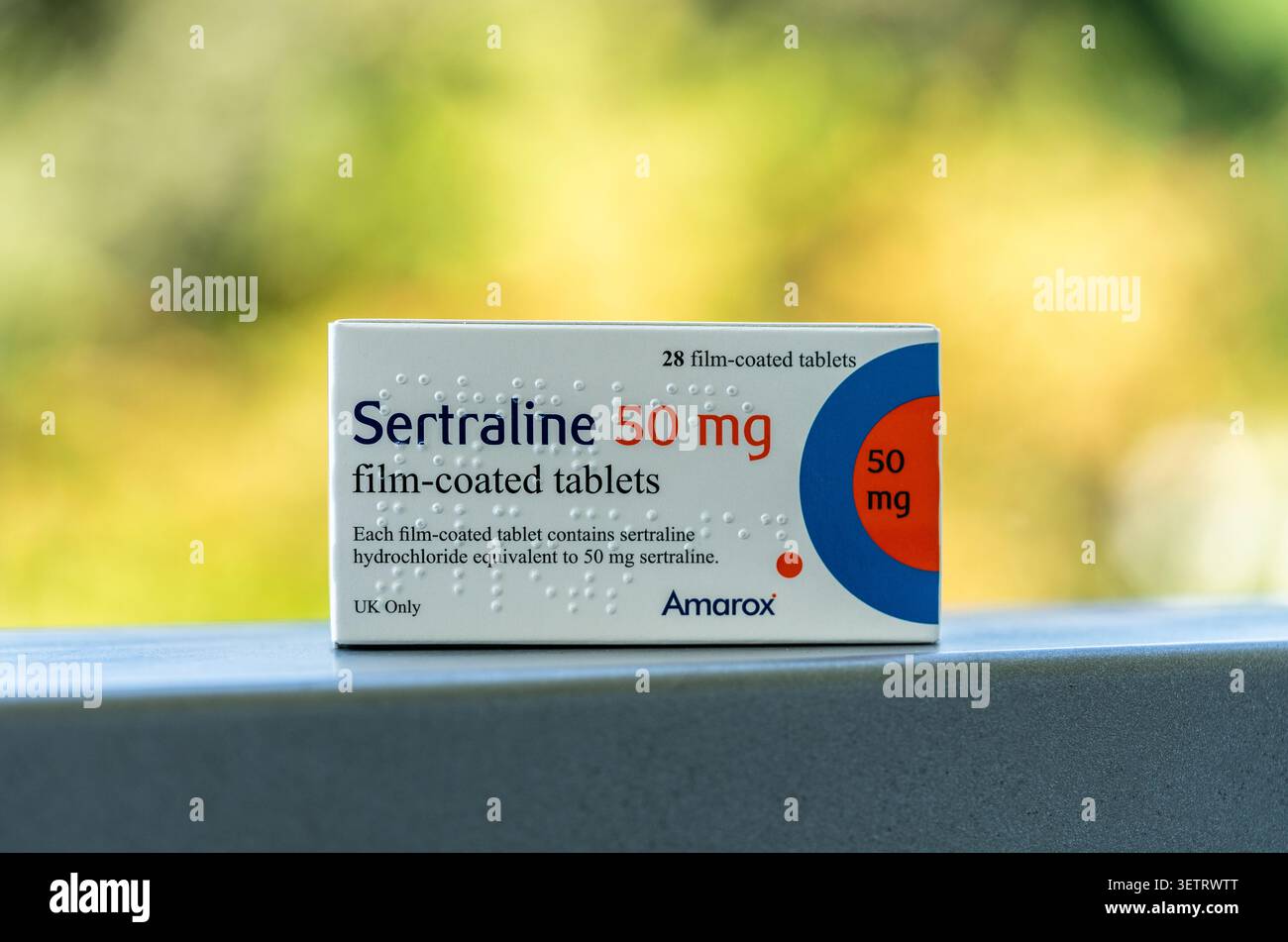 Sertralin - eine Packung mit Tabletten mit selektivem Serotonin-Wiederaufnahmehemmer (SSRI) Stockfoto