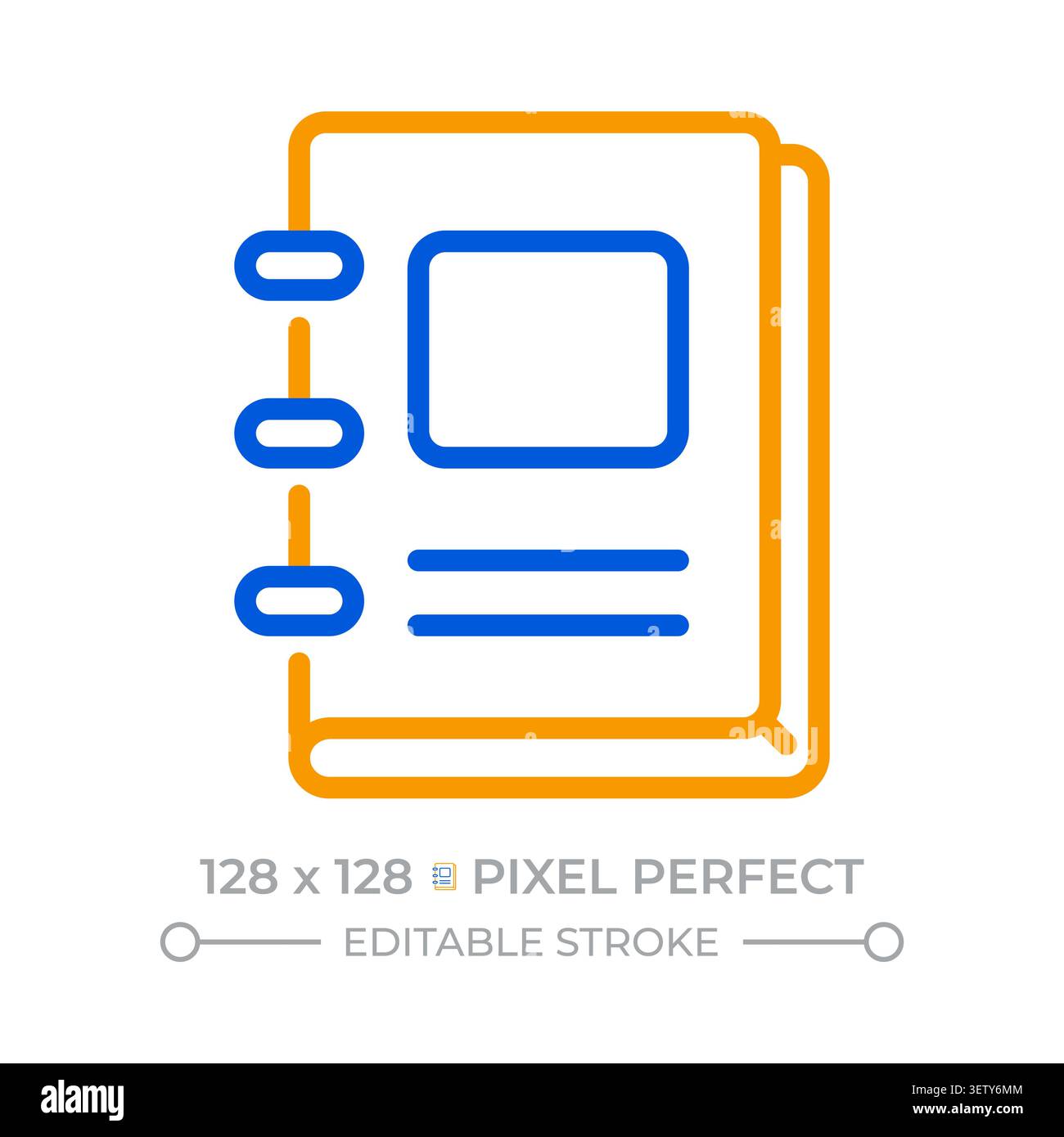 Notebook Pixel Perfect Symbol für zwei Farblinien Stock Vektor