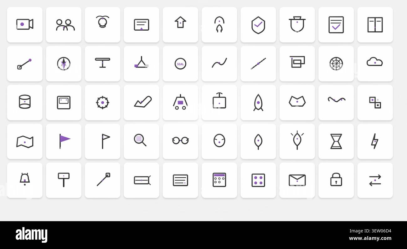 Erweitertes Icon-Paket Für Business & Finance – Silber- Und Amethyst-Luxuskunstwerke Stock Vektor