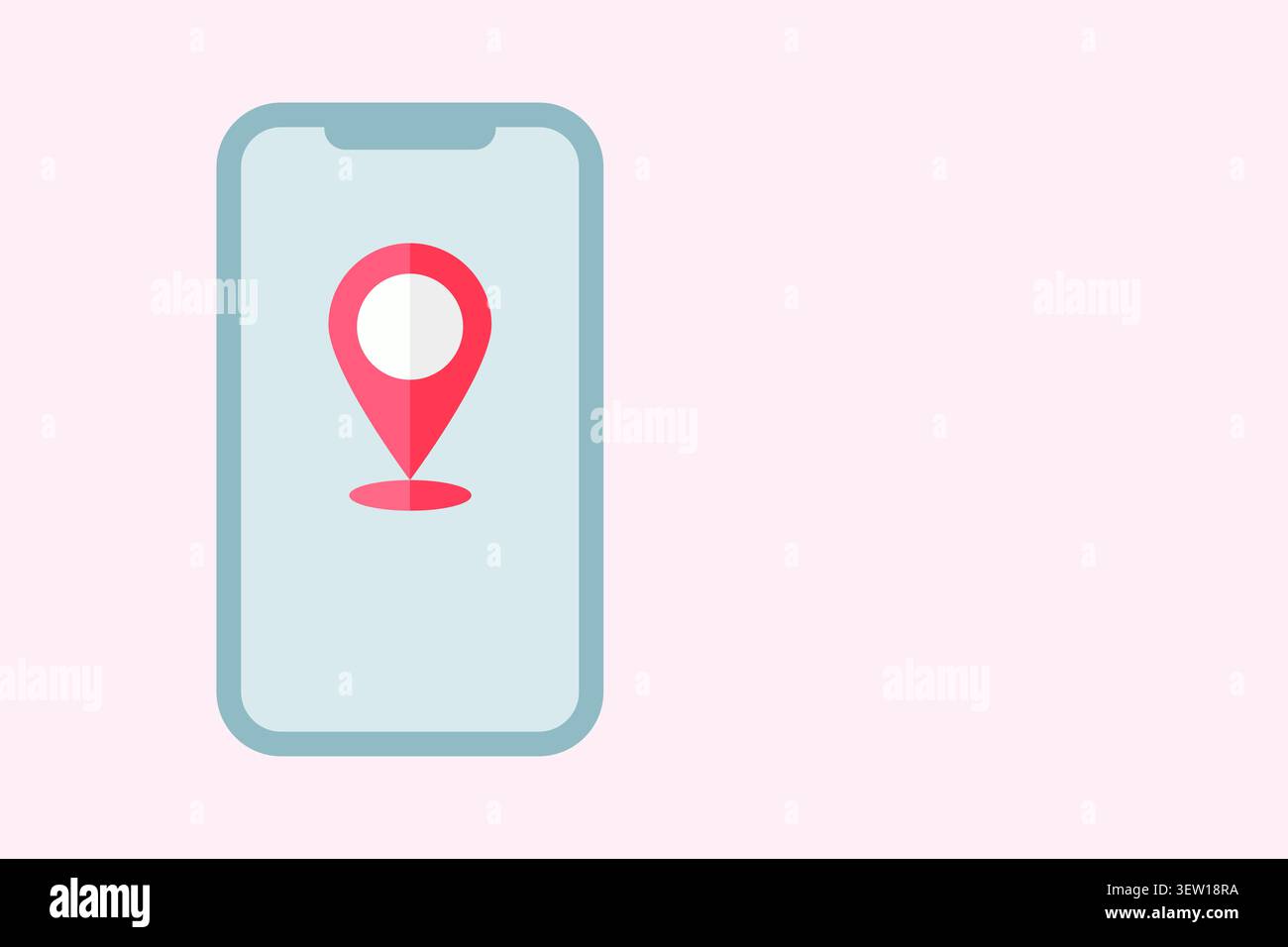 Mobiles Navigationskonzept mit GPS-Tracking, Kartenmarkierung und Ortungsdiensten auf einer Smartphone-Schnittstelle für präzise Positionierung und Routenführung. Stockfoto
