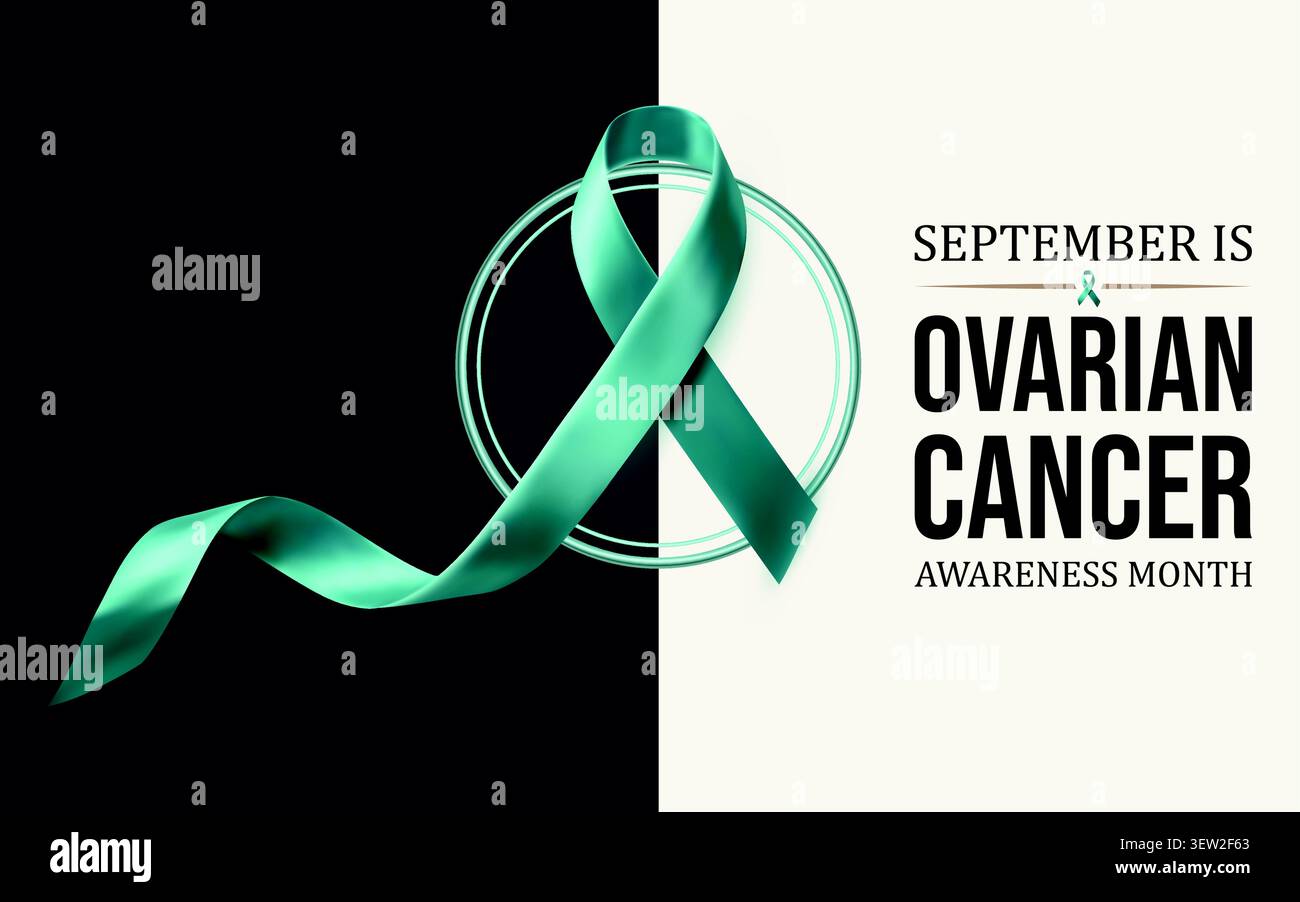 September Ovarialkarzinom Awareness Month Teal Ribbon Hintergrund Stock Vektor