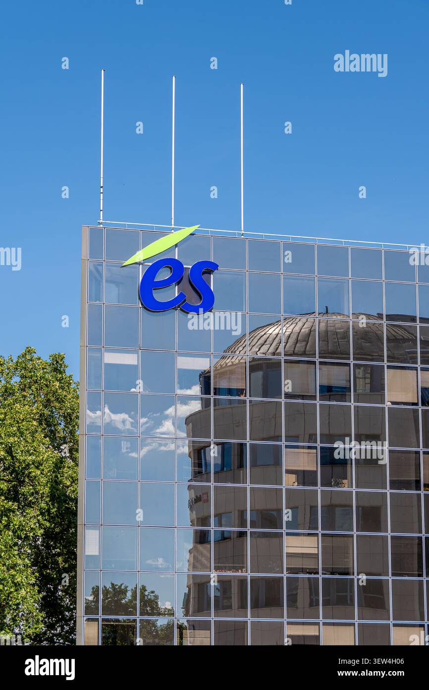 Hauptsitz der Electricité de Strasbourg (es), einem Unternehmen, das Strom erzeugt und Gas und Strom im Unterrhein vermarktet Stockfoto