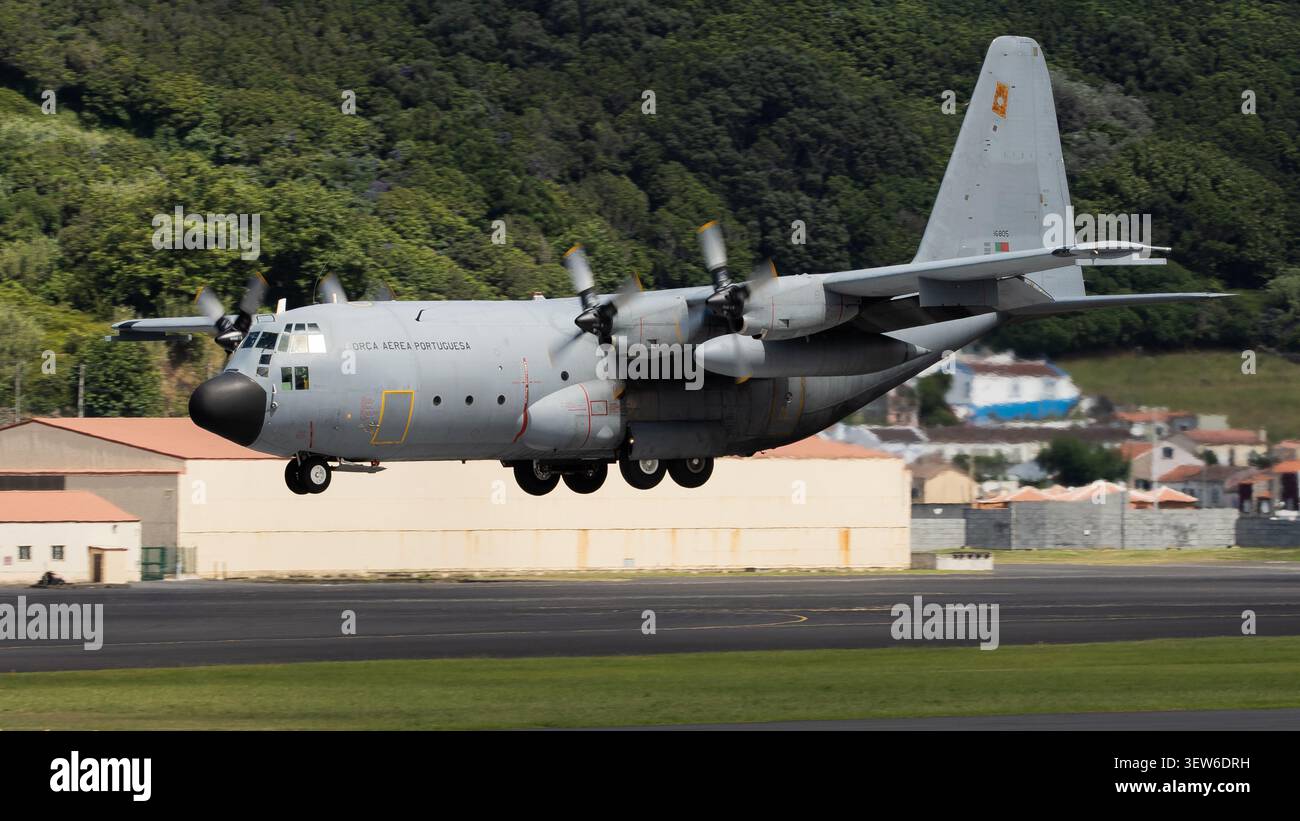 Portugiesische Luftwaffe C-130H Hercules Landing Stockfoto