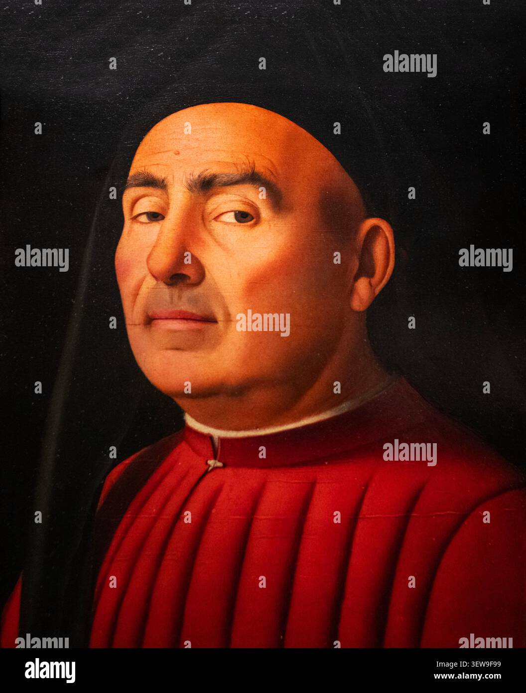 Porträt eines Mannes (Ritratto Trivulzio) von Antonello da Messina in der großen Pinacotheca des Palazzo Madama in Turin, Italien. Meisterhaft habe ich gemalt Stockfoto