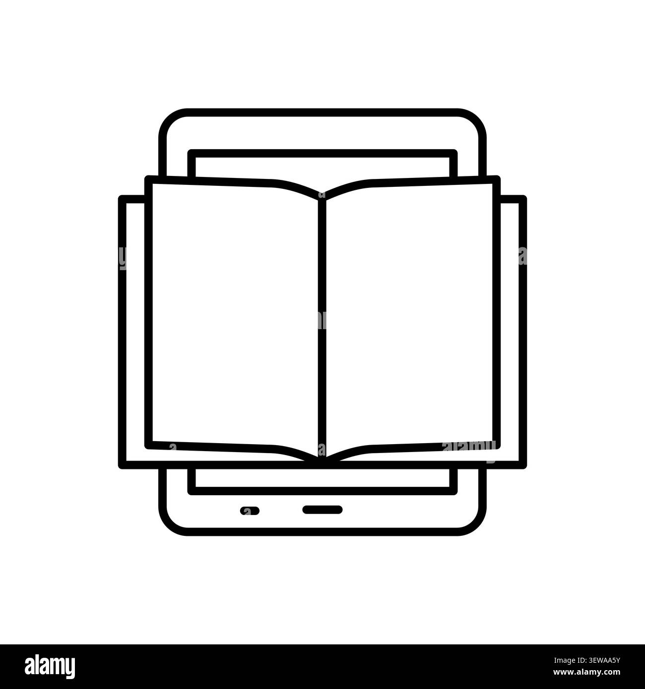 Das Tablet-Buch des eBook-Lesegeräts verfügt über ein Konturvektorelement. Verbessert die digitale Bildungsbibliothek und den Online-Lernprozess. eps 10 Stock Vektor