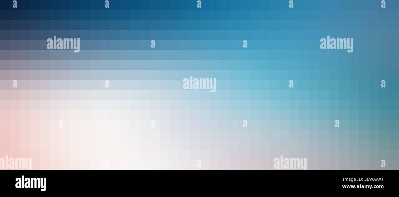 Abstrakter Hintergrund mit einem Farbverlauf aus kühlem Blau und warmrosa Pixeln Stockfoto