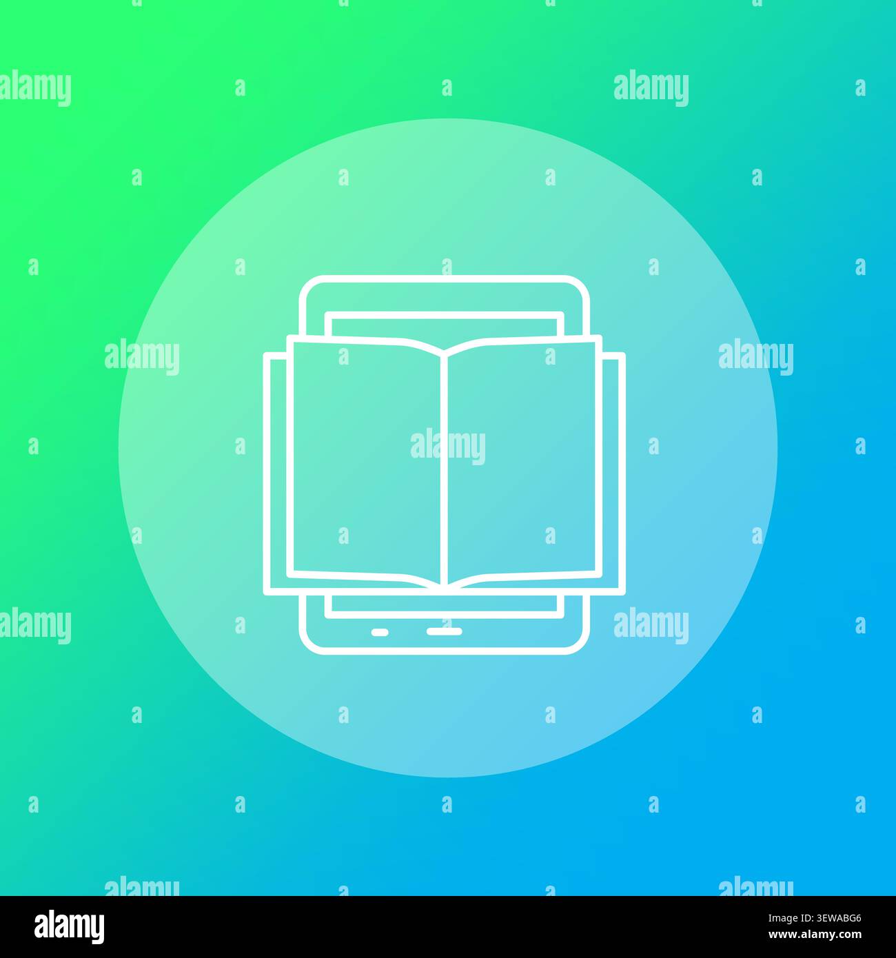 Das Tablet-Buch des E-Book-Lesegeräts verfügt über ein farbenfrohes Vektorelement. Verbessert die digitale Bildungsbibliothek und den Online-Lernprozess. eps 10 Stock Vektor