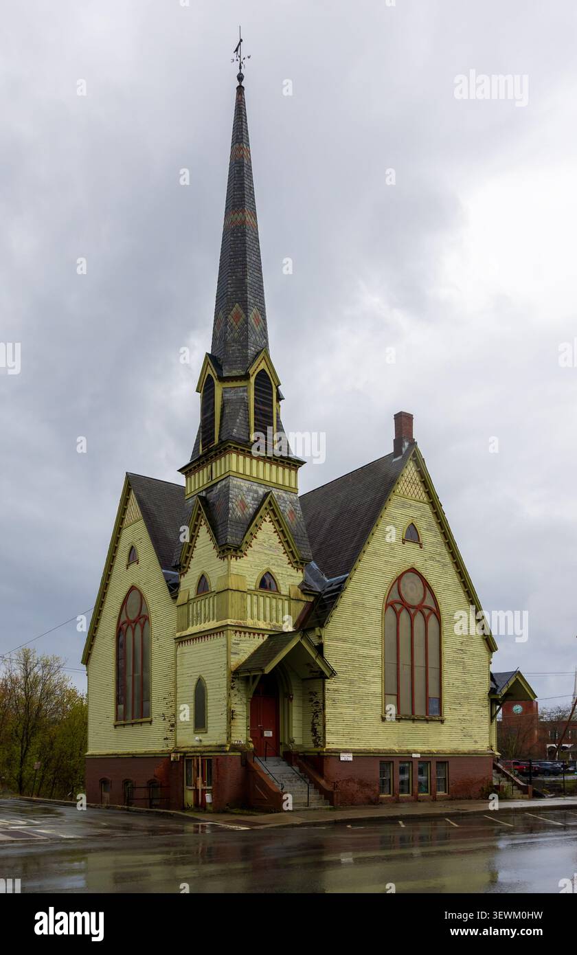 Verlassene christliche Wissenschaftskirche in Saint Johnsbury, Vermont. Stockfoto