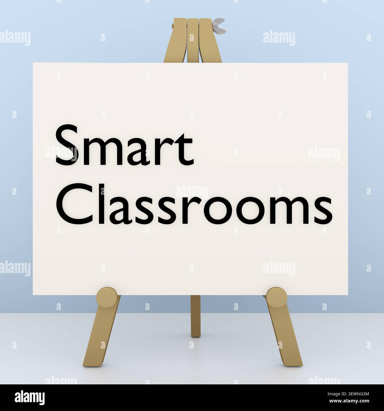 3D-Abbildung eines Stativs mit dem Skript „Intelligente Klassenzimmer“ Stockfoto
