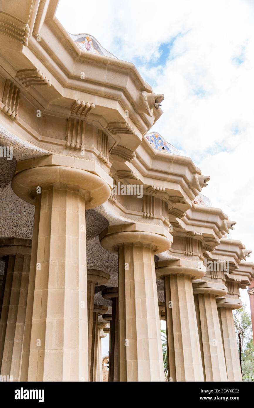 Gaudi-Architektur im Parc Güell, Barcelona Stockfoto