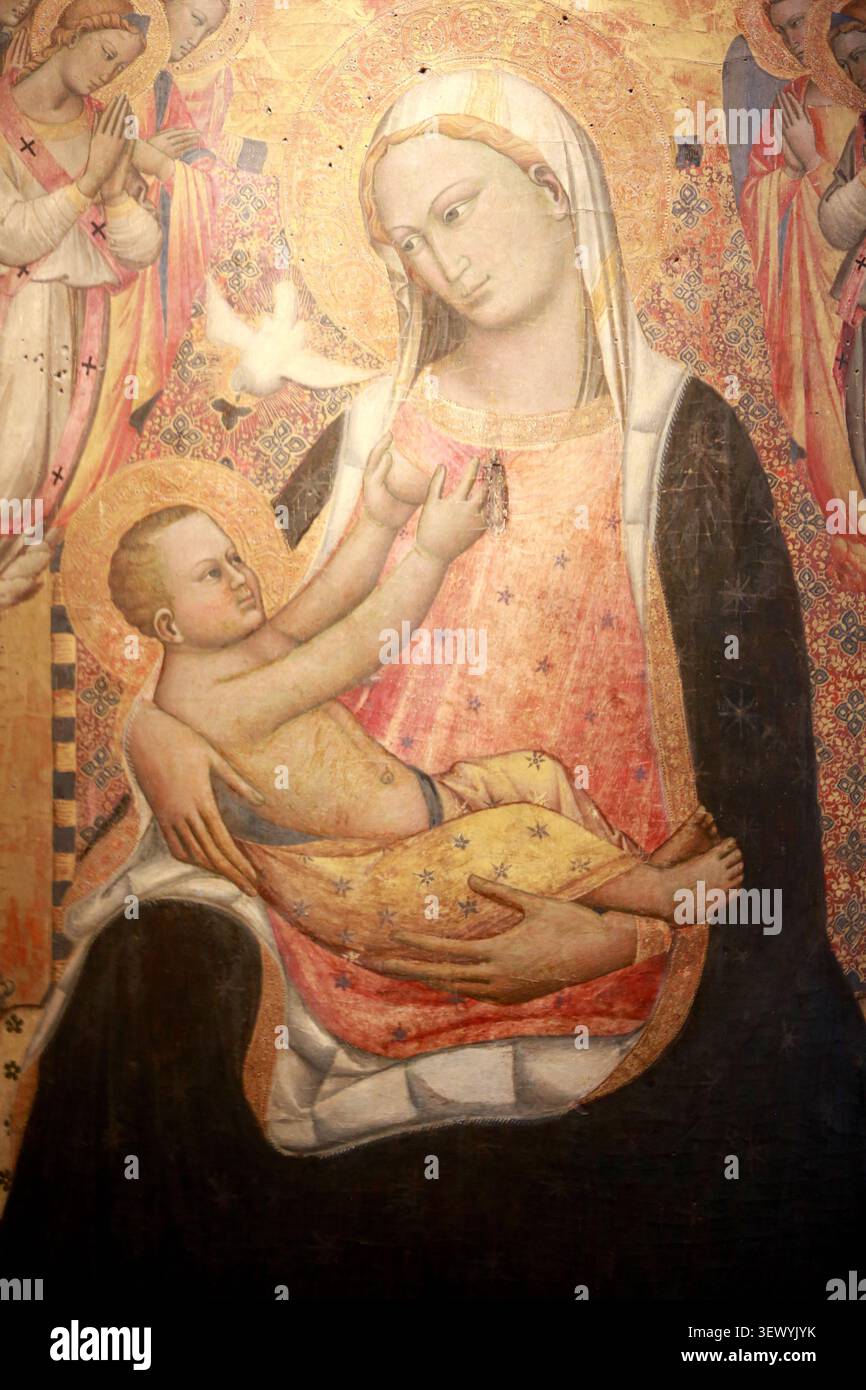 La Vierge d'humilité. Attribué à Niccolo di Pietro Gerini. Connu à Florenz, Abgeordneter 1368. Mort en 1415. D 86. Dépôt du Musée du Louvre. Exposition. Mus Stockfoto