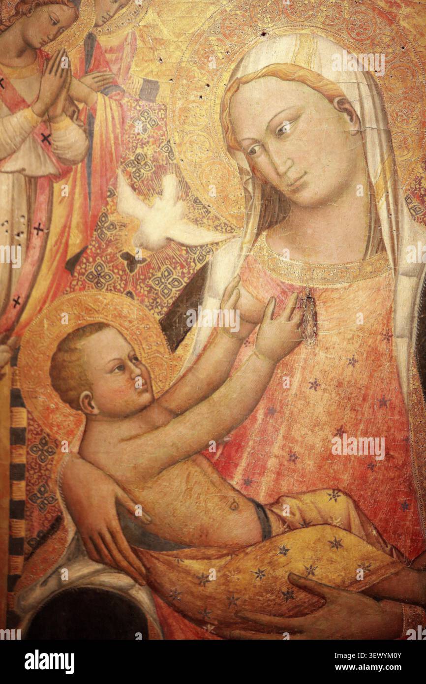 La Vierge d'humilité. Attribué à Niccolo di Pietro Gerini. Connu à Florenz, Abgeordneter 1368. Mort en 1415. D 86. Dépôt du Musée du Louvre. Exposition. Mus Stockfoto