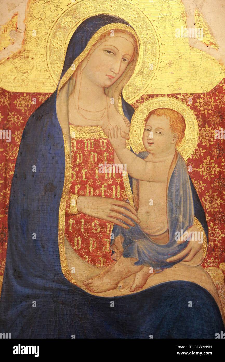 La Vierge et l'Enfant. Attribué à Maître de Narni. ACTIF à Narni et Terni (Latium) au début du XV ème siècle. D 163. Dépôt du Musée National du Moyen- Stockfoto