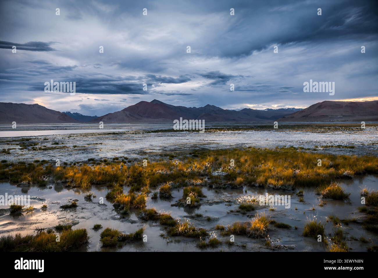 Land der hohen Pässe, ausgedehntes felsiges Berggebiet in einer hochgelegenen Wüstenregion, landschaftliche Schönheit der Himalaya-Berge in Ladakh, Indien. Stockfoto