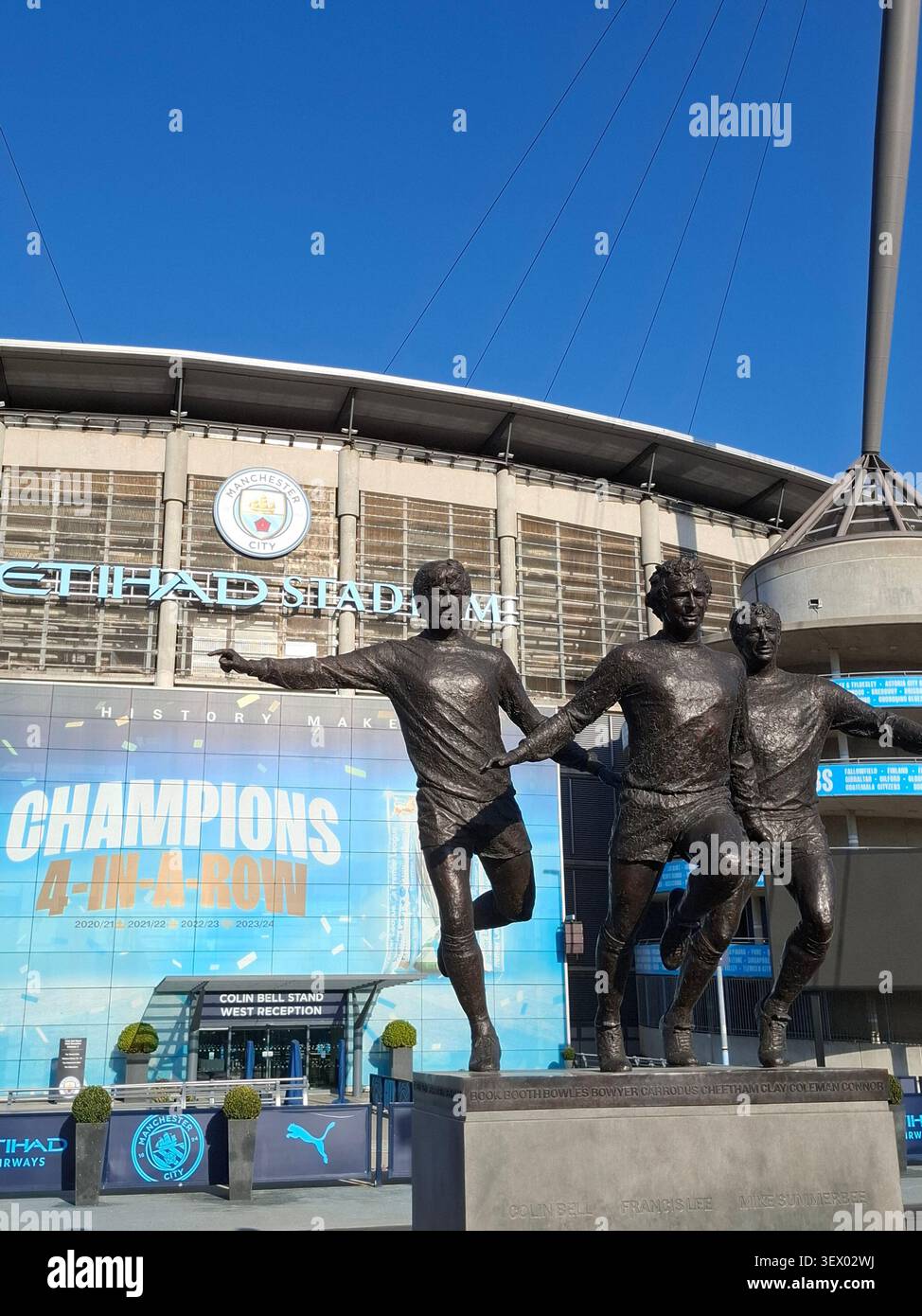Manchester, Großbritannien. Etihad Stadium vor dem Colin Bell Stand als Enzo Maresca wird als neuer man City Manager angekündigt, als Nachfolger von PEP Guardiola. Stockfoto