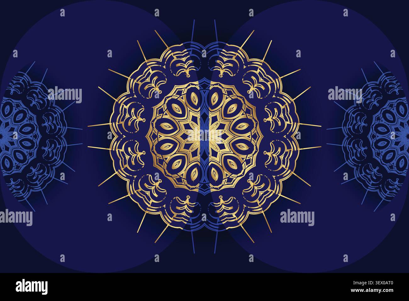 Luxuriöses goldblaues Mandala-Design Stock Vektor