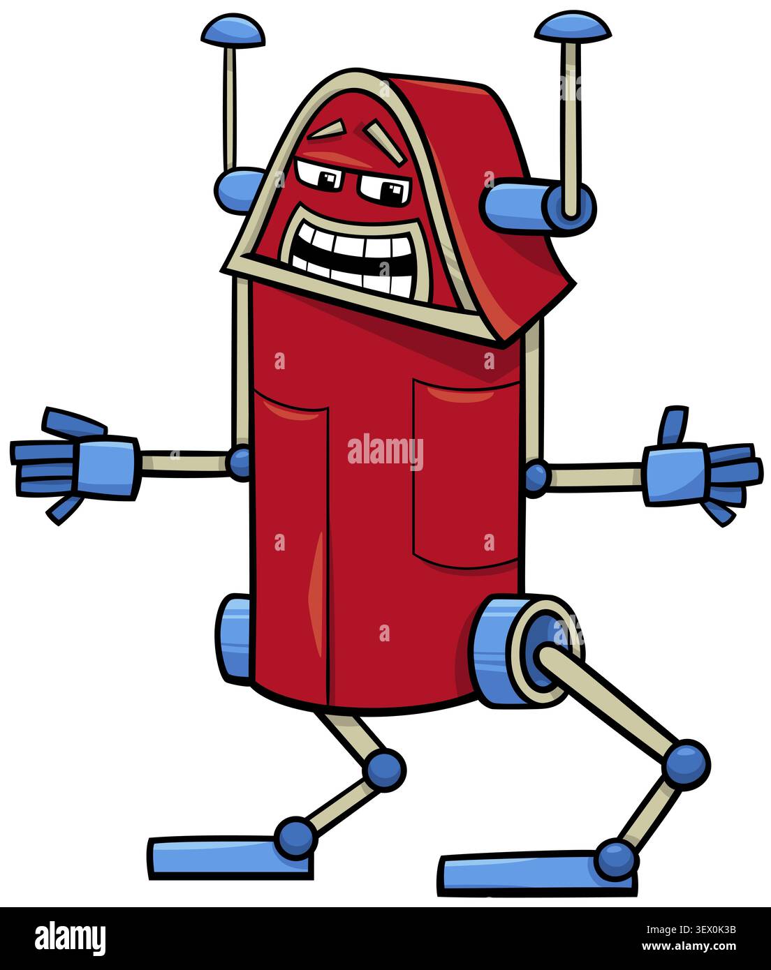 Comic-Illustration einer lustigen Roboter-Fantasy-Figur Stockfoto